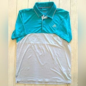 Adidas Golf Polo, Teal/Light Gray, size Medium